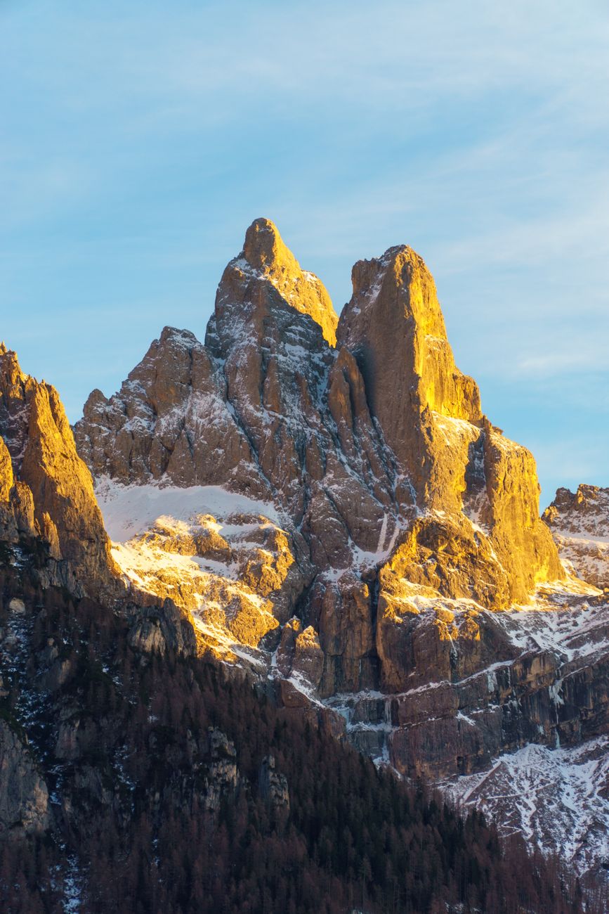 Sunset light hitting Alpine peaks